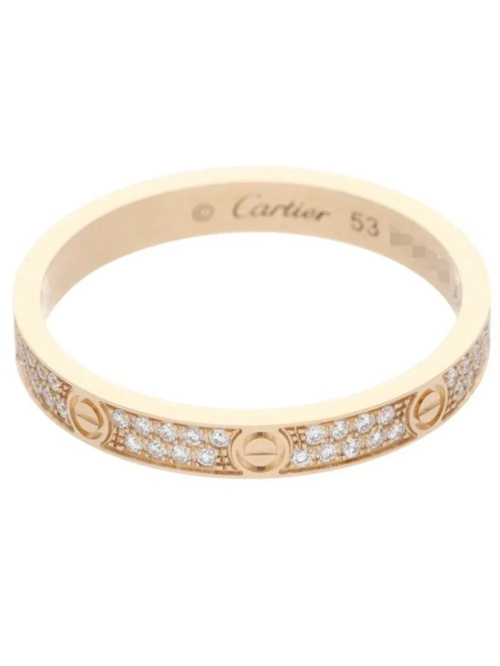 Cartier Mini Love Ring 18k Yellow Gold Pave Diamond Mini